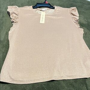 Chic Beige Ruffle Sleeve Blouse